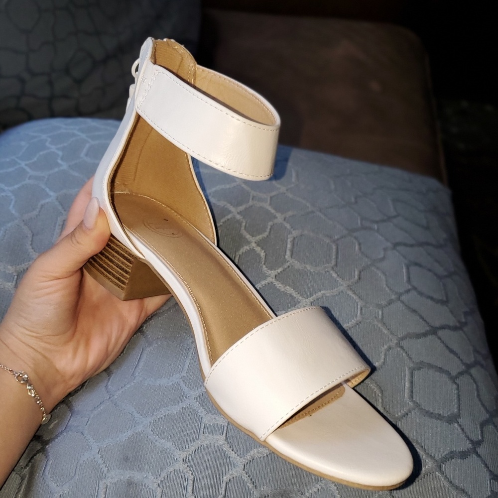 White sandals heel